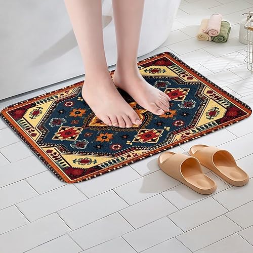 Miniatura 39 de Erosebridal Tapete de baño oriental vintage, Art Deco floral para puerta de entrada, tapete de baño tribal bohemio, tapete de baño tradicional