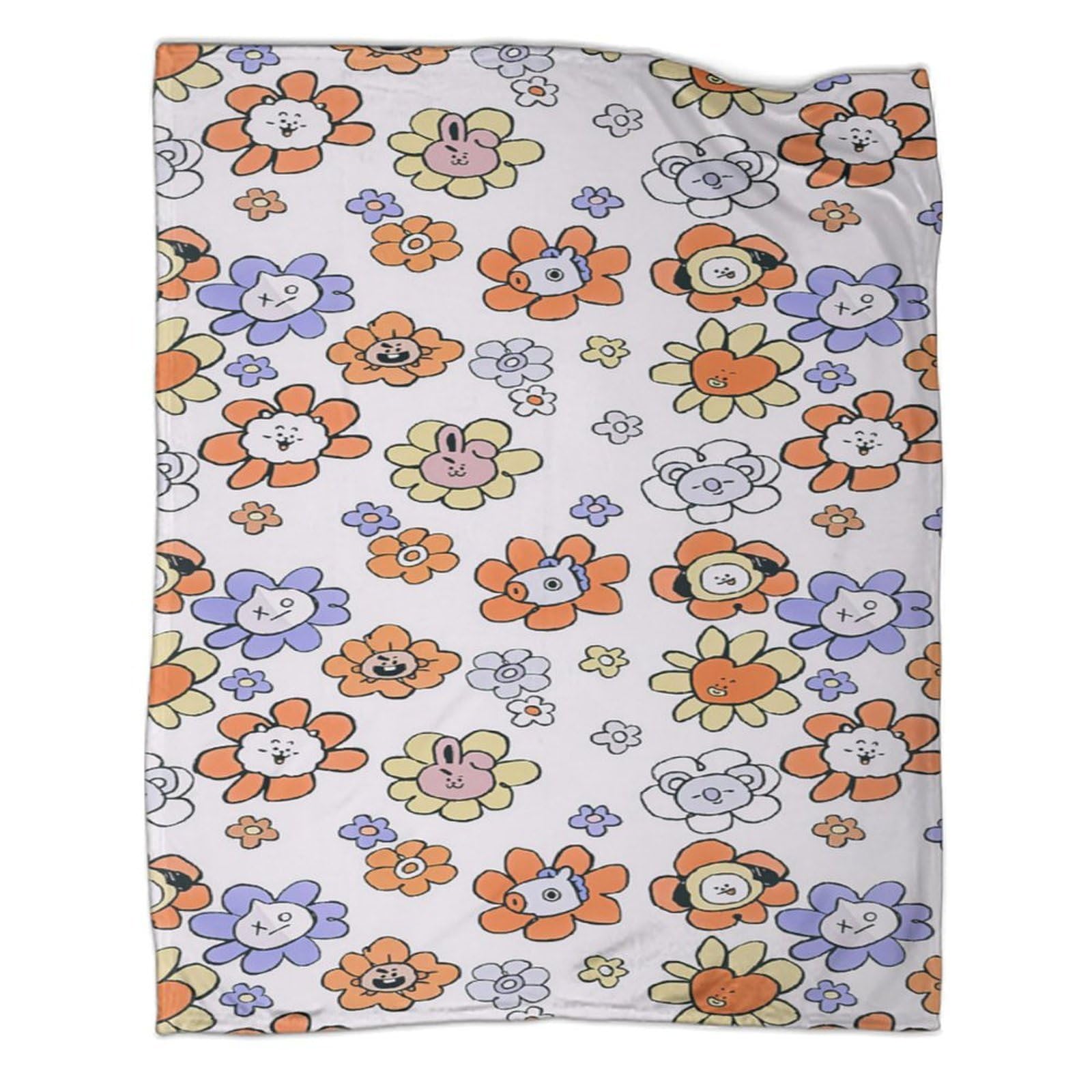 stampa 3D Floral pattern coperta da viaggio microfibra biancheria da letto compatta coperta da viaggio morbida per giovani in vacanza cartoon carino design 80×90inch(200x230cm)