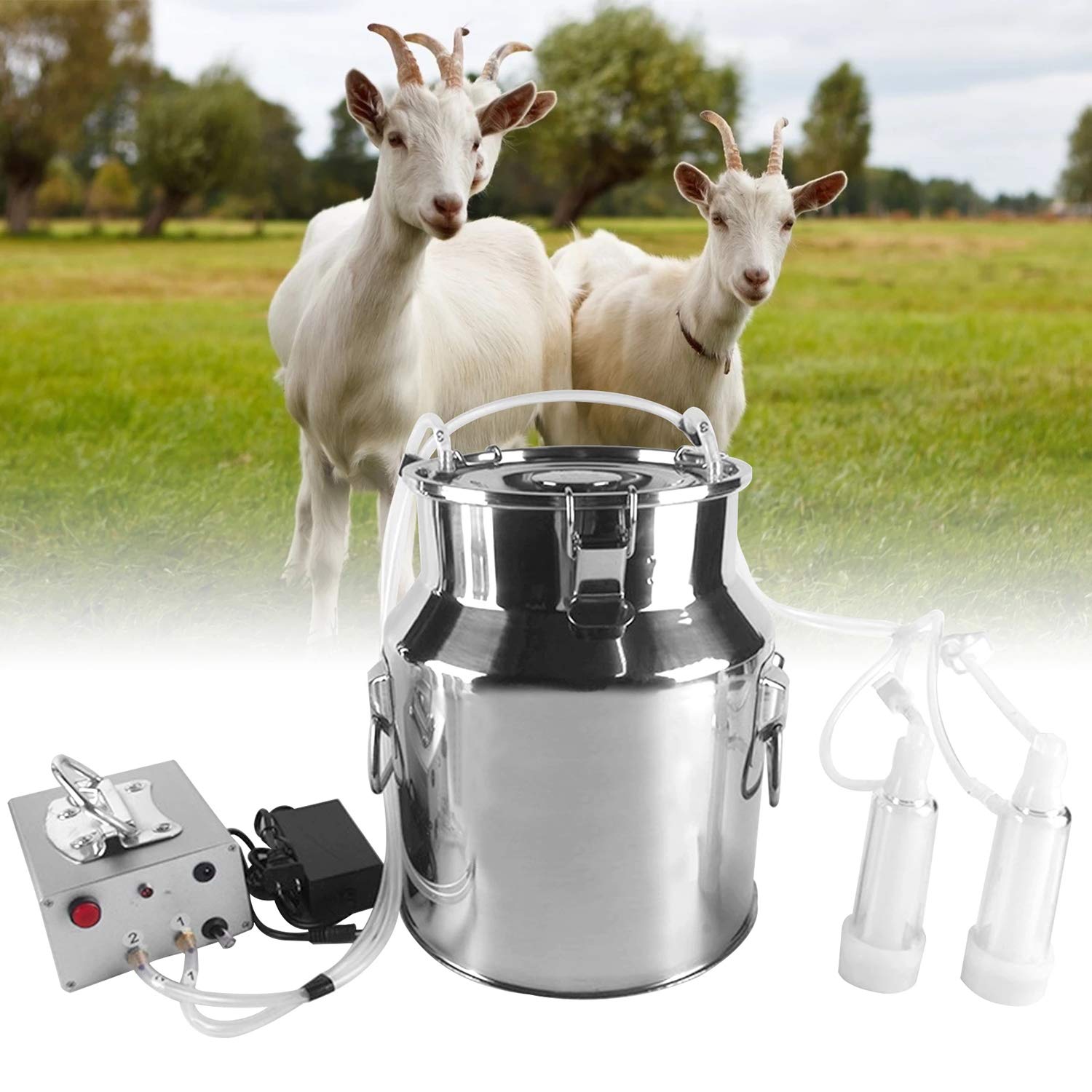 Mungitrice Elettrica per Capre da 14 Litri, Mungitrice con Pompa per Vuoto A Batteria Ricaricabile A Pulsazione, Forniture di Mungitura Portatili per Bestiame,for Goat