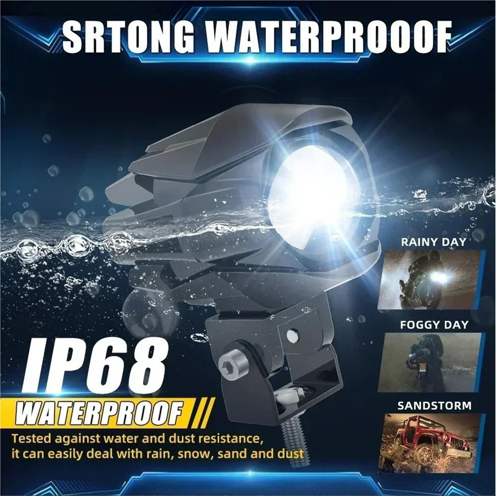 Faros Motocicleta Luces Antiniebla Faros Delanteros LED Antiniebla | Foco LED motocicleta faros antiniebla 200W para todoterreno ADV GS UTV lámpara asistida por camión luces auxiliares 12V 24V