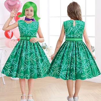 Disgust Inside Out Costume Disgust From Inside Out Costume For Girls - Green  Dress With Wig & Tights, Halloween & Cosplay, Ages 2-8 Shining Twins Costume  Kids