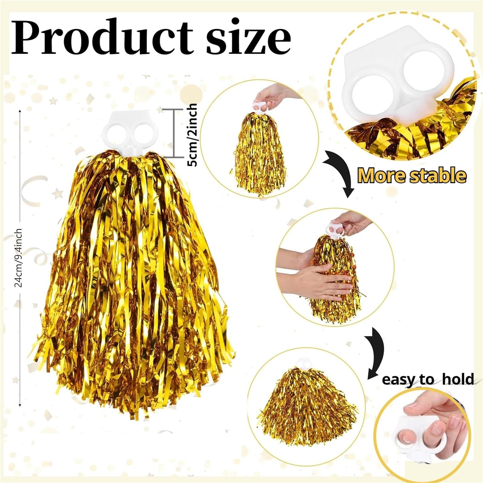 Pompon da cheerleader, 8-200 pezzi, per squadre sportive, tifo, danza, spettacoli teatrali, carnevale, celebra(blu, 72 pezzi)