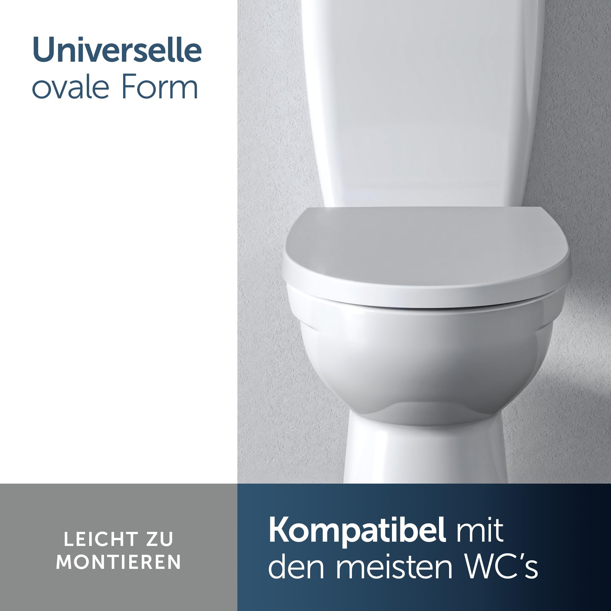 Ideal Standard Universal WC-Sitz mit Absenkautomatik (Softclose), Abnehmbarer Toilettensitz in ovaler Form für einfache Reinigung, Antibakteriell – Weiß (365x425x45 mm)