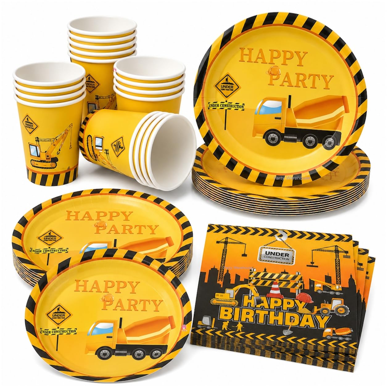 PARTY WAREHOUSE Construction Theme Disposable Paper Plates Cement Truck Design | Kids Birthday, Under Construction Party, Toddler Boy Celebration & Theme Events- 10 Plates-image-17