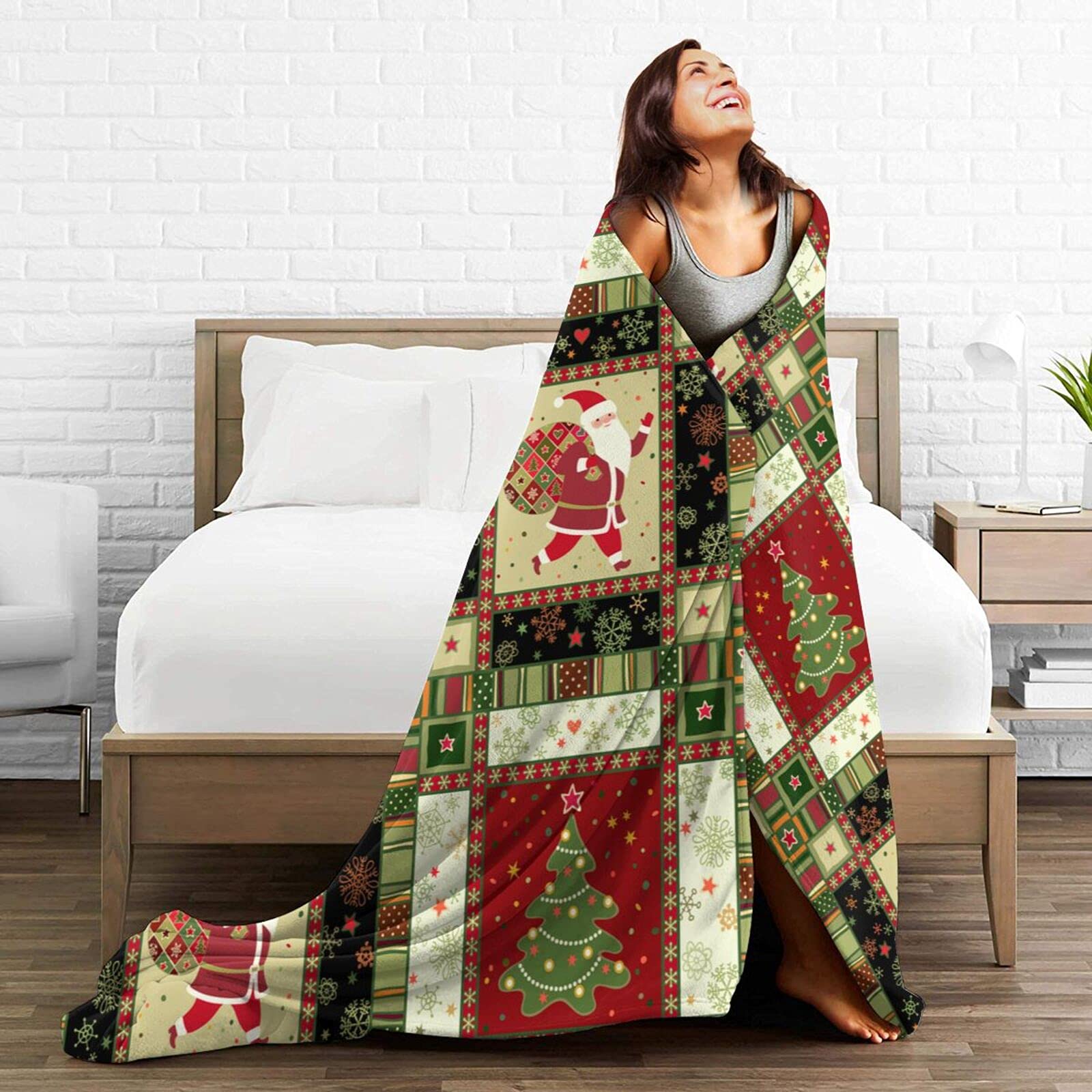 Pezzo (75x100 cm) Coperta natalizia con fiocco di neve rosso, morbida coperta in flanella, calda e soffice coperta per divano, regalo di Natale | Leroy Merlin