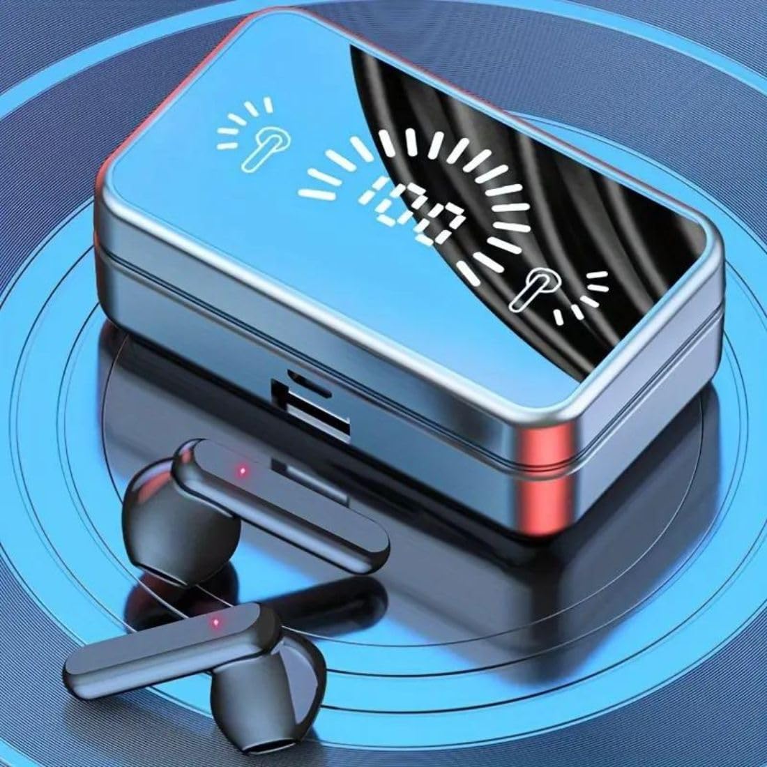 Ear Buds with Led Display – Hd Sound Effect Game Earphones, Comfort-Fit, Touch Volume, Headphones Long Battery Life & Mic, Earbuds Bluetooth Wireless, Waterproof Headsets S20 TWS (Black)