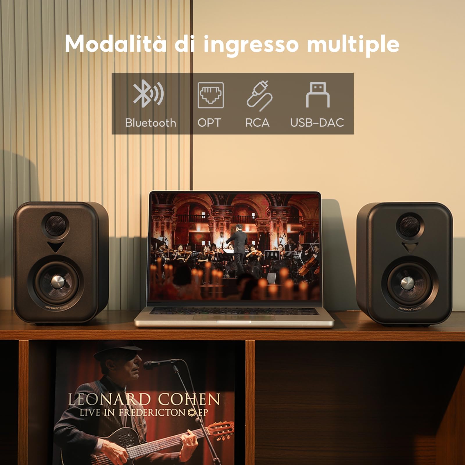 AIYIMA S400 Altoparlante da scaffale attivo 2.1, 3" (7,6 cm), 80 W, altoparlante attivo HiFi stereo, Bluetooth 5.3, ottico, USB, RCA, Sub-Out, Bluetooth Bookshelf altoparlante per PC e home theater