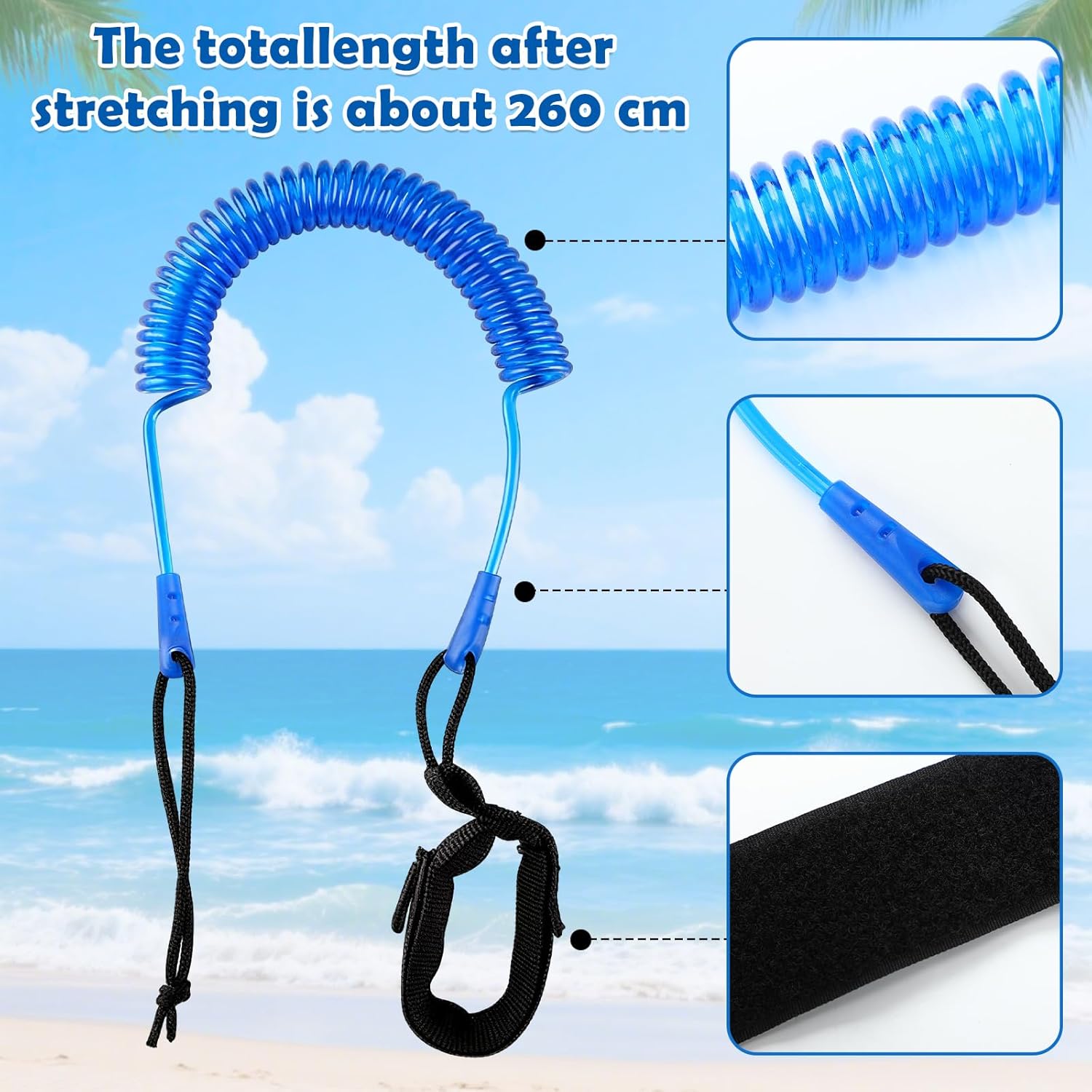 Thinkday 105L Waterproof Paddleboard Backpack and 10ft Coiled Leash Set Portable Surfboard Carry Bag with Ankle Safety Strap for Surfing Kayaking