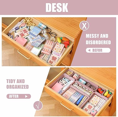 Miniatura 6 de Famhap 16 cubos organizadores de cajones de plástico, bandejas organizadoras de cajones de escritorio y baño, cubos de almacenamiento de tocador