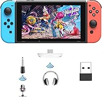 Vista 1 de Adaptador Bluetooth para Nintendo SwitchLite, BT 5.0 transmisor de audio inalámbrico con convertidor USB C a A de baja latencia para auriculares