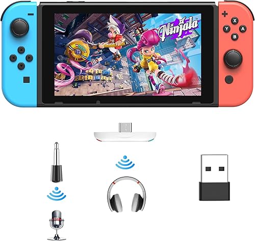 Adaptador Bluetooth para Nintendo SwitchLite, BT 5.0 transmisor de audio inalámbrico con convertidor USB C a A de baja latencia para auriculares