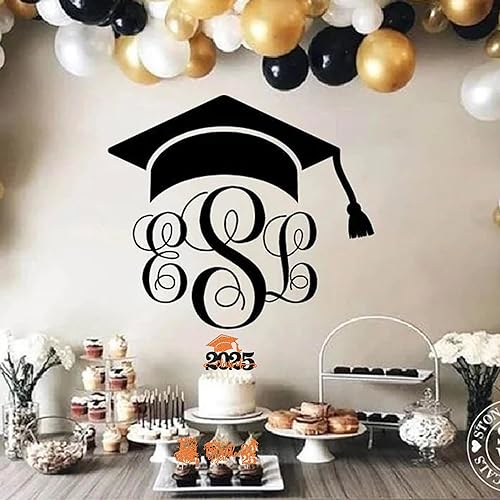 Miniatura 230 de Paquete de 24 adornos dorados para cupcakes de graduación 2025 con purpurina So Proud of You Done Diploma Graduation Cap Cupcake Picks Class of 2025