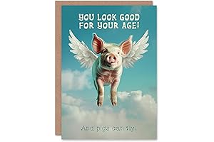 Good Luck Pig Flying Pig Birthday Card