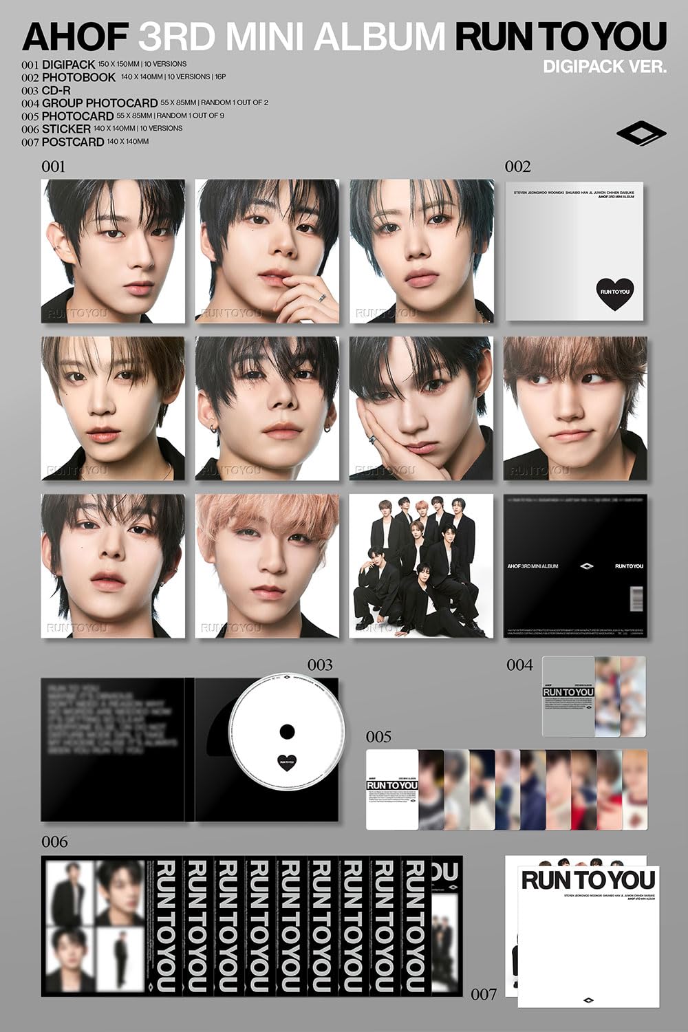 AHOF RUN TO YOU [Digipack 10 Ver Set] 3er mini álbum