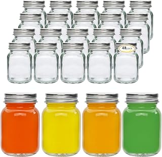 Accguan 2oz Mason Jars,Ginger Shots Bottles with Silver Lids,Glass Yogert Jars,Candle Jar,Honey,Jam,Jelly,Spice,Wedding Favors,Shower Favors(48pcs)