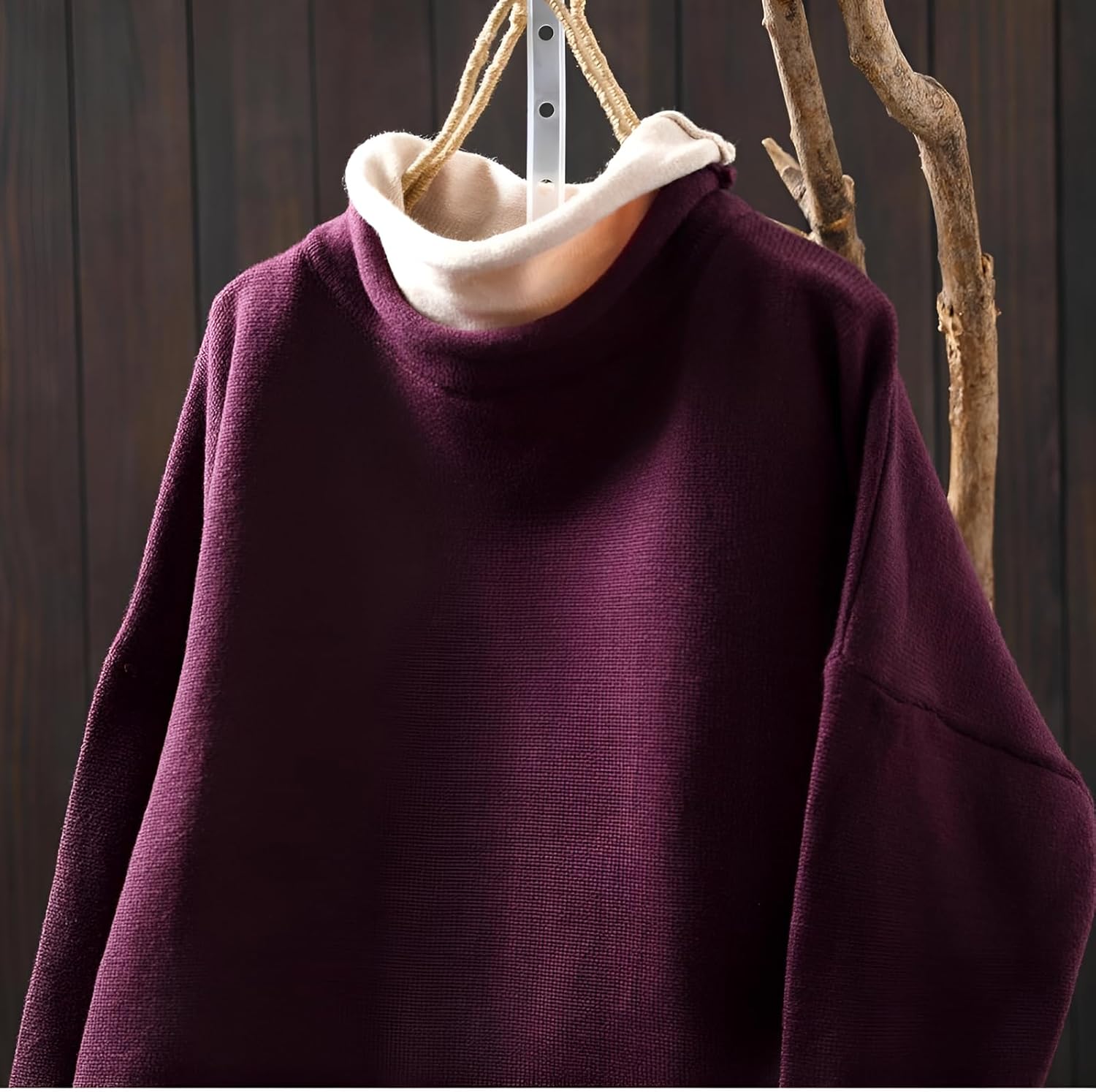 [Ellniges] ビッグサイズニット 積み重ねネック＆クツーウェイ拼接デザイン ルーズフィット オーバーサイズ カジュアルセータ