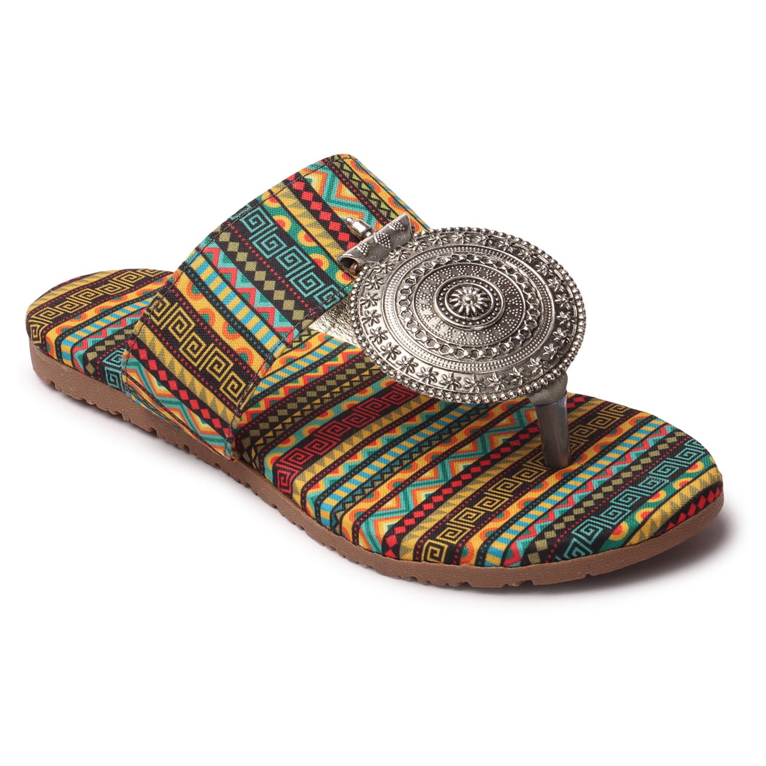 KKF Womens Rajasthani Printed Flat Slipper | Jaipuri Sandals | Banjara Style Slip-On Chappal | Yellow (B0D4QXXM7H) Amazon Price History, Amazon Price Tracker