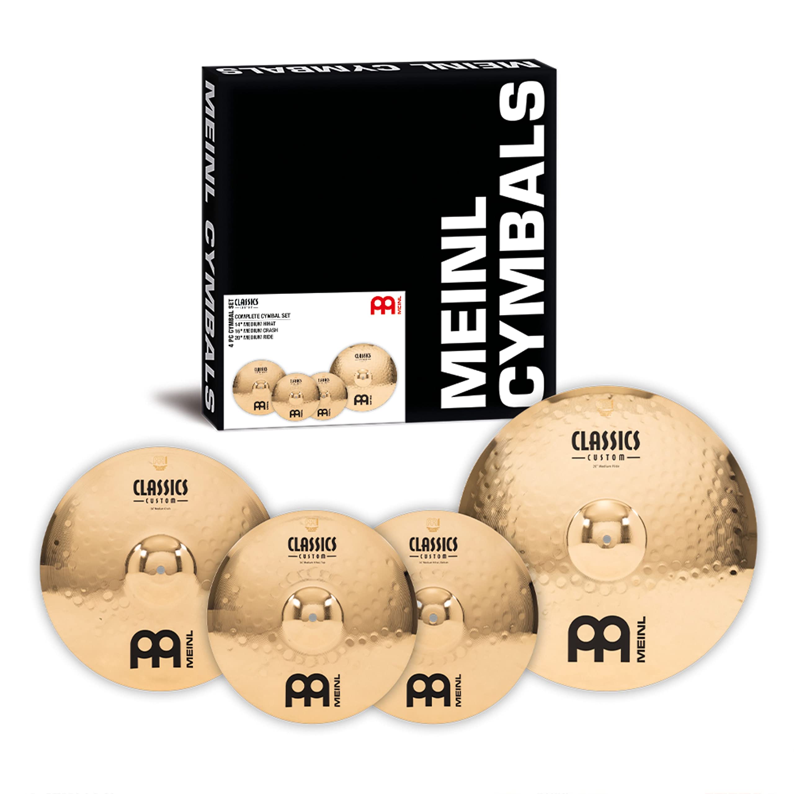 Meinl Cymbals Classics Custom Brilliant Cymbal Set Box Pack di Piatti con Piatto per Batteria Hihat 14 pollici, Crash 16 e Ride 20 - Bronzo B12, Finitura Brillante (CC141620)