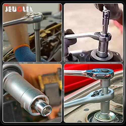 Miniatura 3 de Juego de 18 piezas de herramientas de extracción de tuercas de amortiguador de suspensión, cubo de dirección de 1/2 pulgada, juego de trinquete y 18