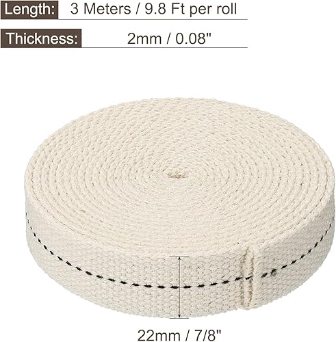 Miniatura 2 de MECCANIXITY Mecha de lámpara de aceite de 1 pulgada de ancho plano de 10 pies de algodón con punto negro para iluminación de quemador de queroseno