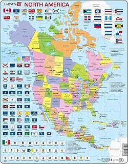 Larsen Puzzles North America Map 70 Piece Children's Educational Jigsaw Puzzle
