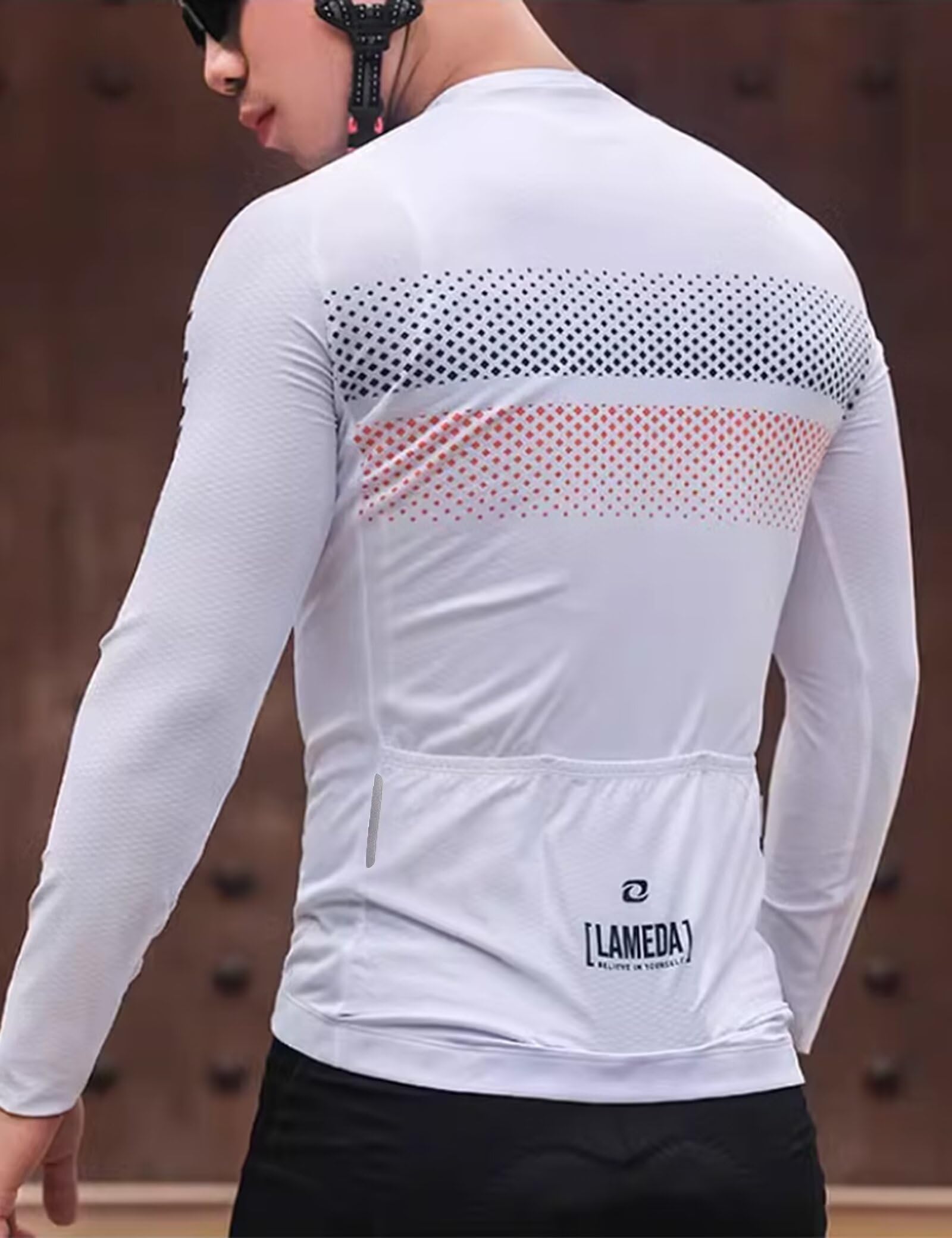 INBIKE Fahrradtrikot Herren Langarm Rennrad Fahrrad Shirt Atmungsaktiv Leicht Schnell Trocken Reflektierend mit 3 Gesäßtaschen