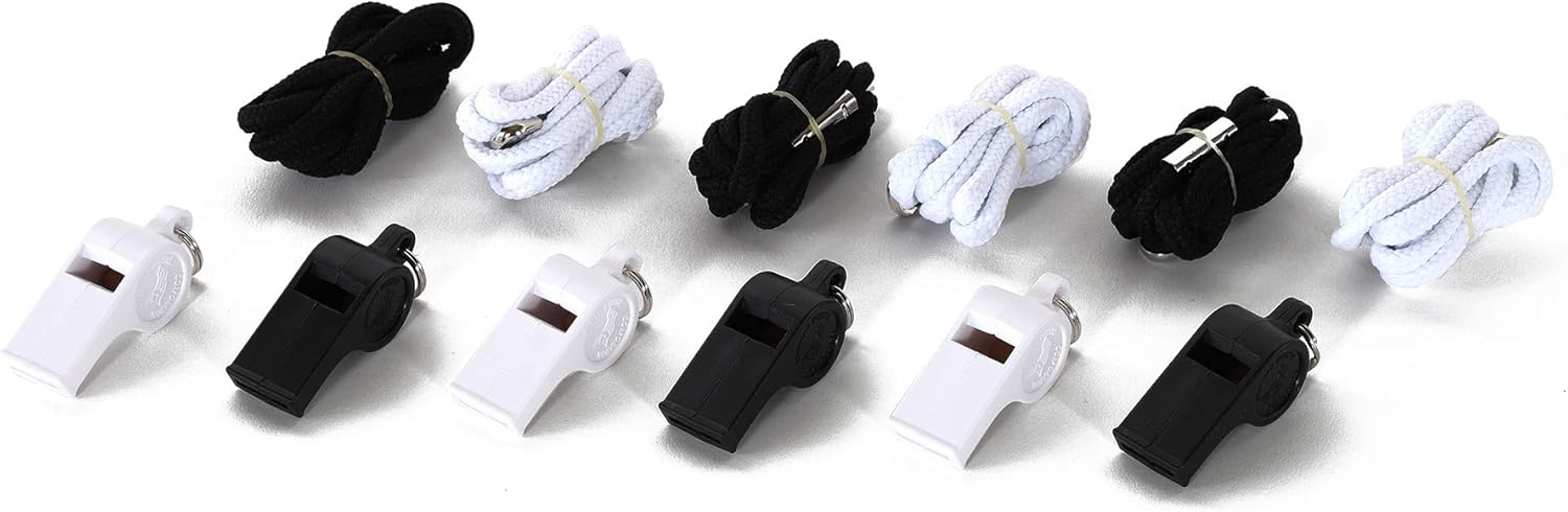 American Whistle Corporation Referee Whistle Pack - 126 db Loud, Sharp Tone Whistle - Black and White Whistles with Paracord Lanyards - Ideal for Coaches, Referees and Officials - Made in America