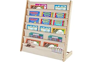 7-Tier Kids Bookshelf, The Perfect Woodsy Haven for Books & Toys