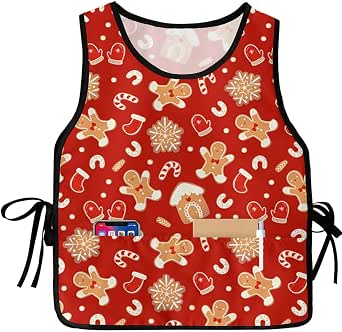 Frog Print Apron With Pockets – Adjustable Kitchen Apron For Cooking, Baking, Painting