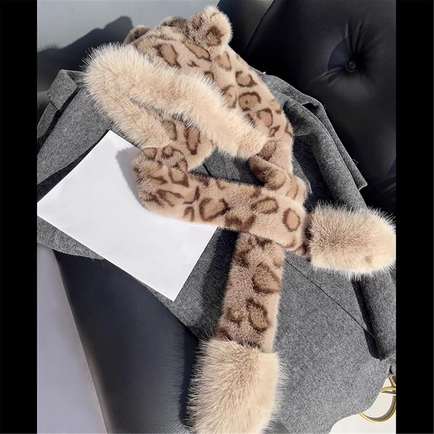 Animal Pattern Bear Ear Hat Plush Trapper Winter Warm Earflap for Daily Cold Weather Accessory