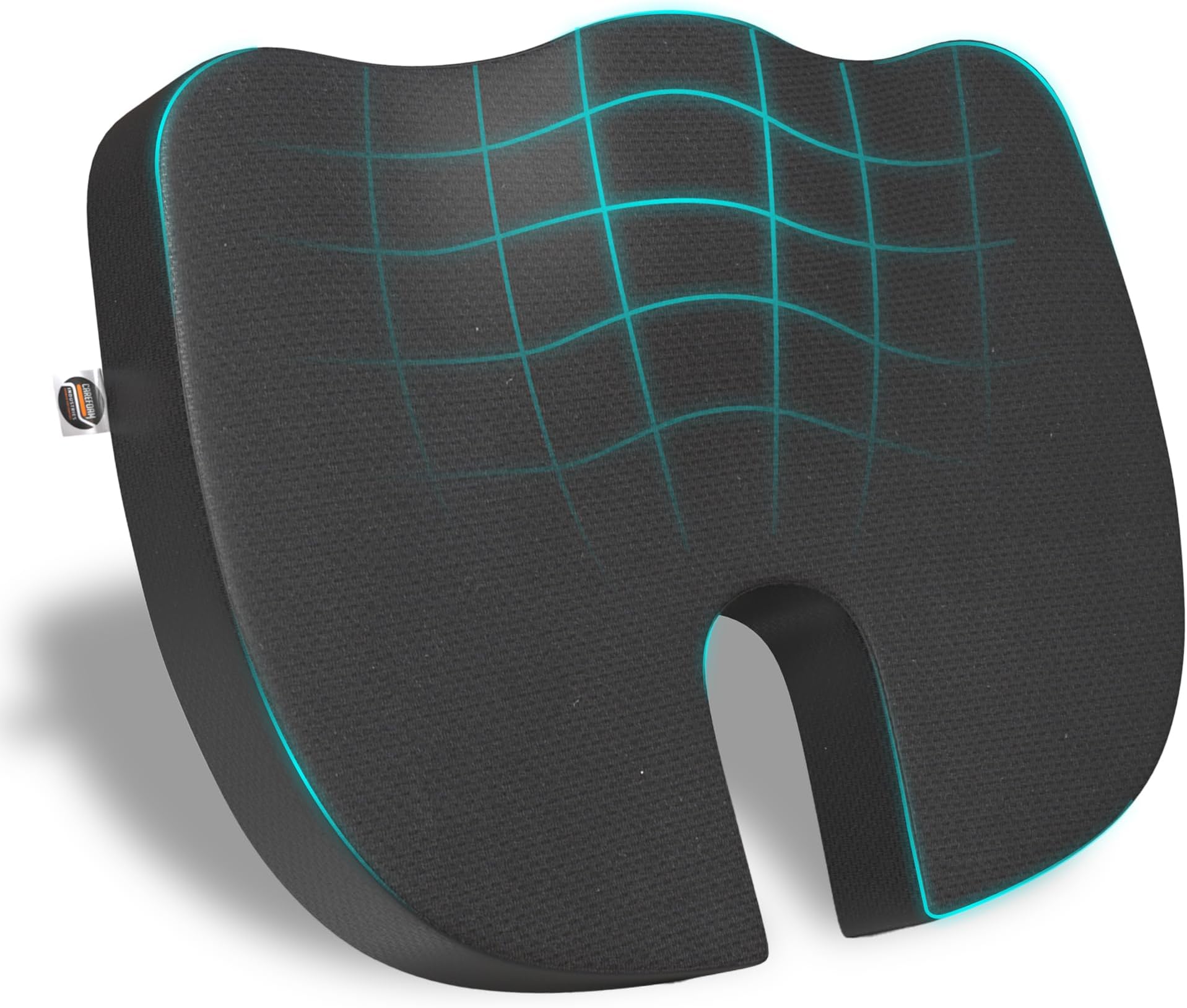 CareFoam Orthopedic Memory Foam Coccyx Seat Cushion for Tailbone Pain Relief | Sciatica & Back Support Pillow for Office Chair, Car Seat & Wheelchair | U-Shape Ergonomic Design, Breathable Cover