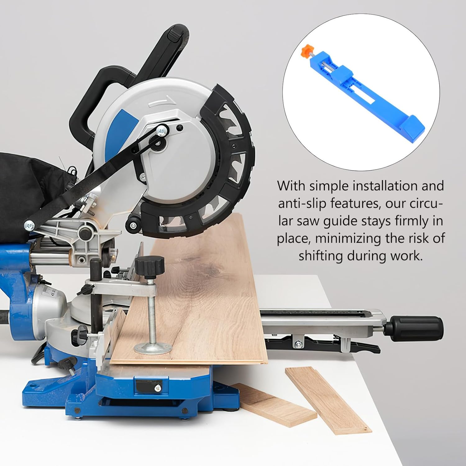 Adjustable Cutting Base Guide and Positioning Clamp Metal Saw Guide for Circular Saw Woodworking Precision Milling Tasks with Orange Handle