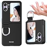 for Oppo Find N2 Flip Case with Ring, Slim Thin Matte Hard PC Shockproof Protective Phone Cover Case for Oppo Find N2 Flip QZH Black