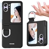 for Oppo Find N2 Flip Case with Ring&comma; Slim Thin Matte Hard PC Shockproof Protective Phone Cover Case for Oppo Find N2 Flip QZH Black