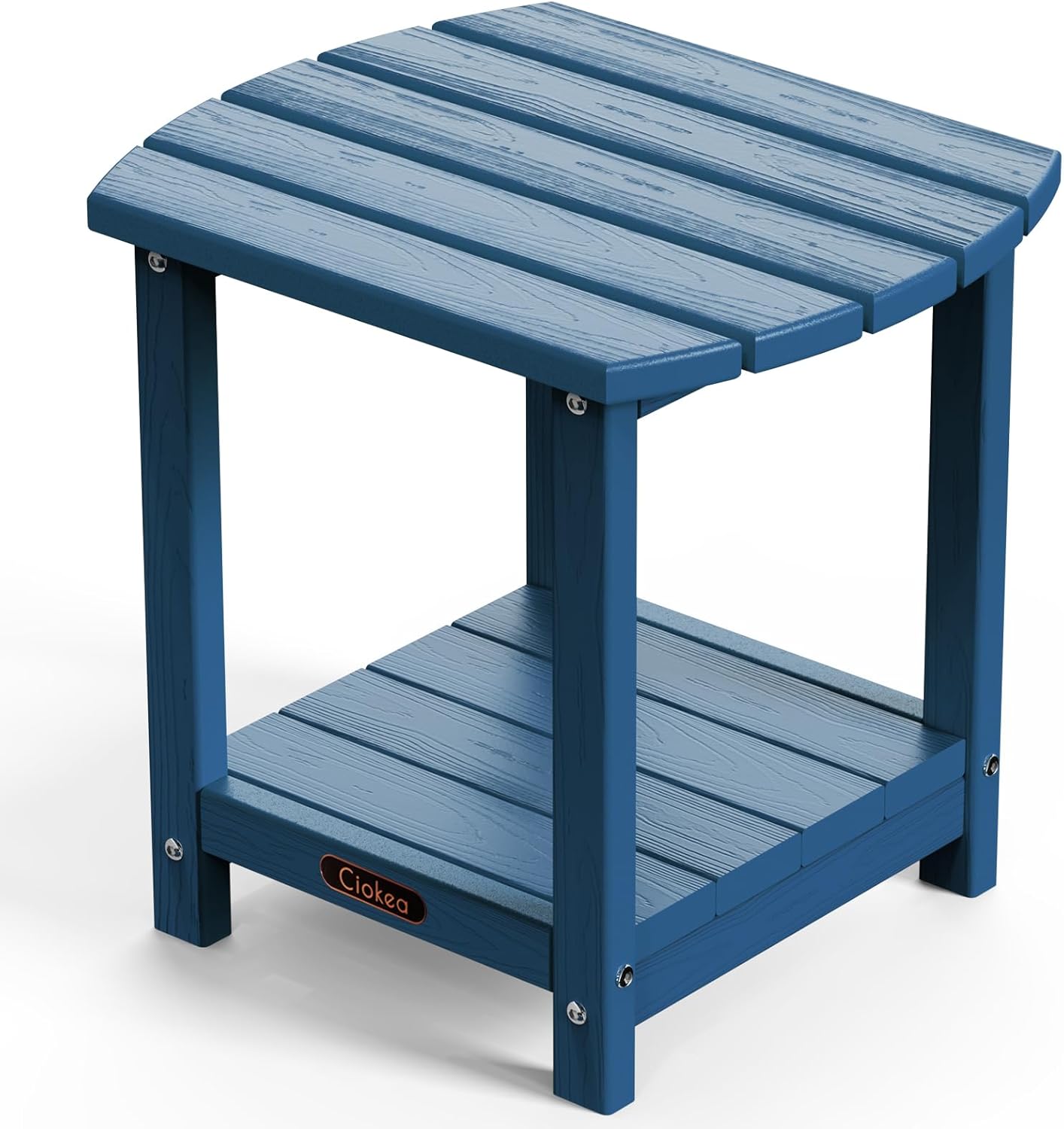Ciokea Adirondack Outdoor Side Table, 2-Tier Sturdy Patio End Table Weather Resistant, Morden Side Table for Patio, Pool, Porch, Navy Blue