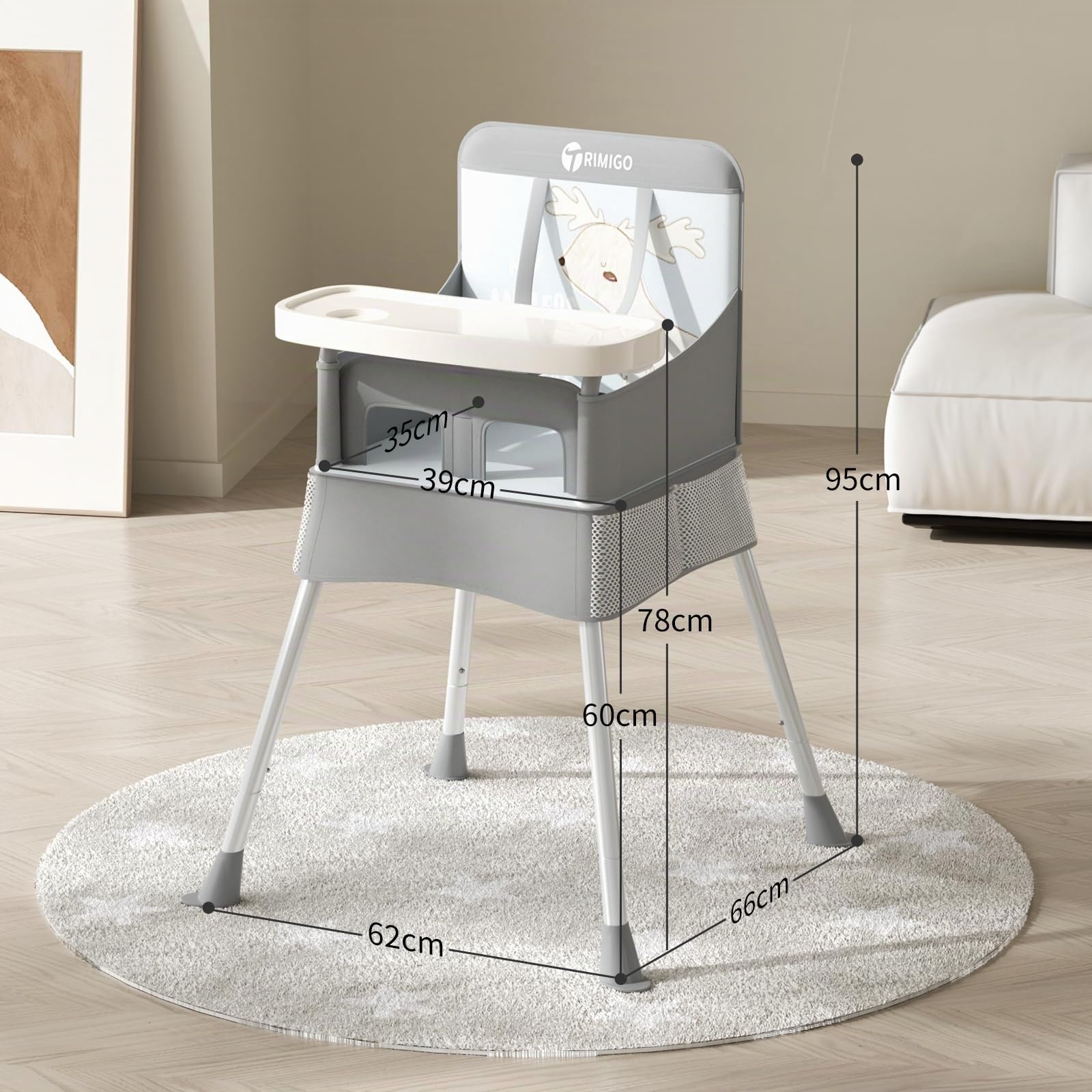 Chaise Haute Bébé Pliable et Légère | Portable, Harnais 5 Points, Nettoyage Facile, Pour Voyage & Maison