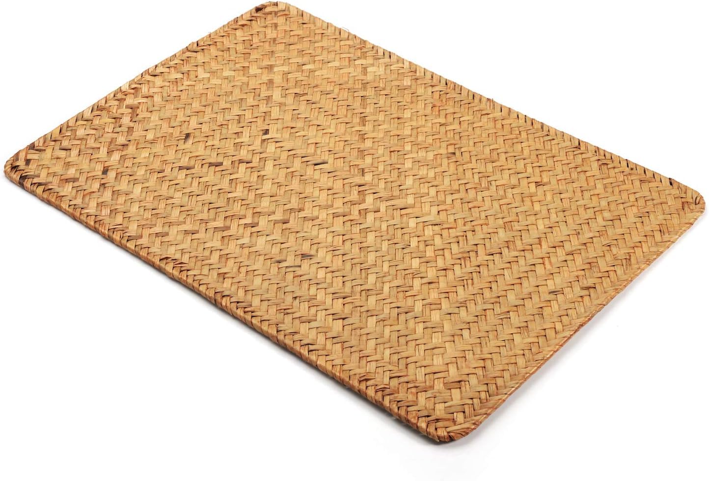 6 Pezzi Tovagliette in Vimini Rettangolare,Tovagliette Rattan Intrecciato per Tavolo da Cucina, Naturale
