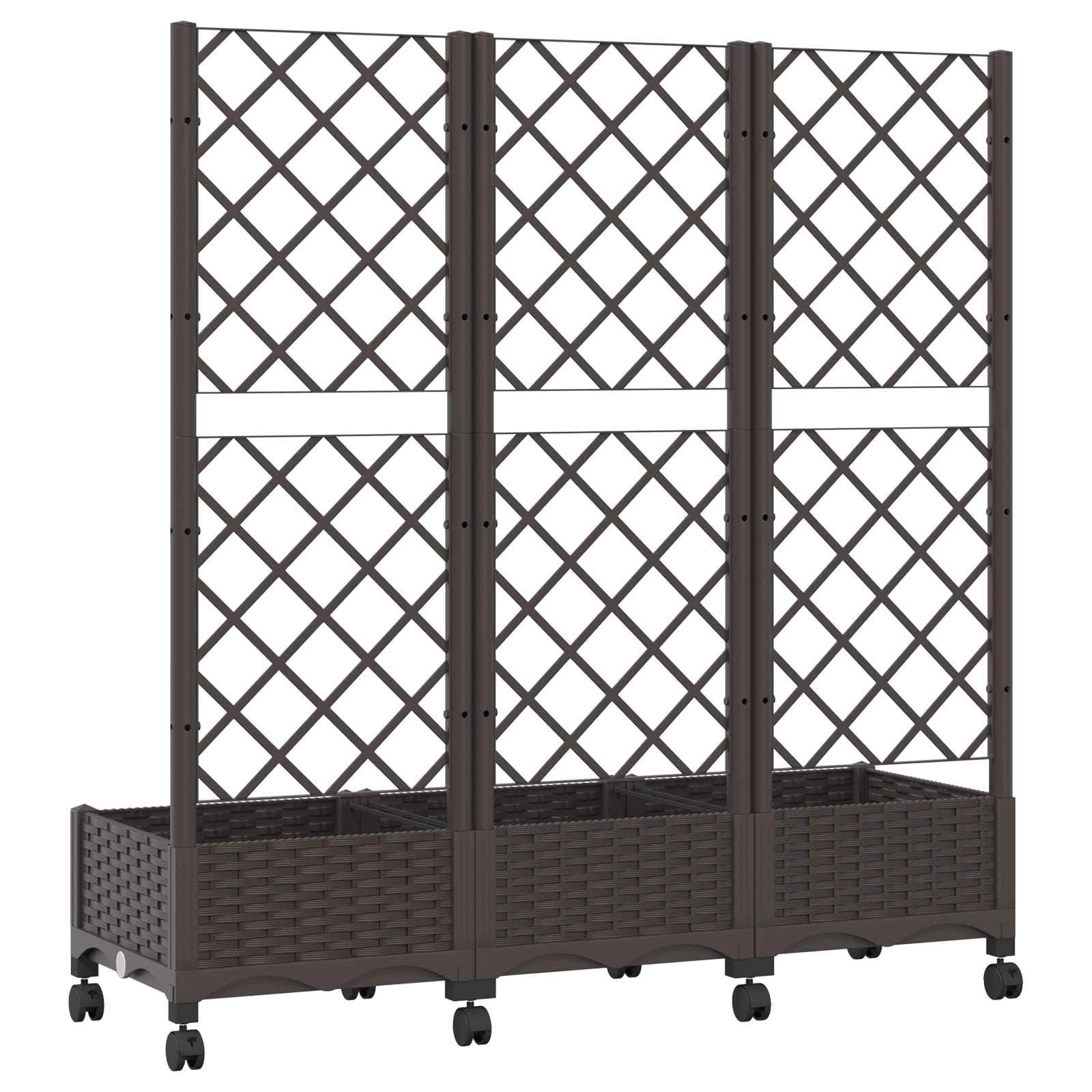 Hothingwell - Bandeja para jardín (120 x 40 x 131,5 cm), color marrón | Polipropileno ligero, Agujeros De Drenaje, Ruedas Integradas, Para Plantas Escaladas, Terraza Balcón
