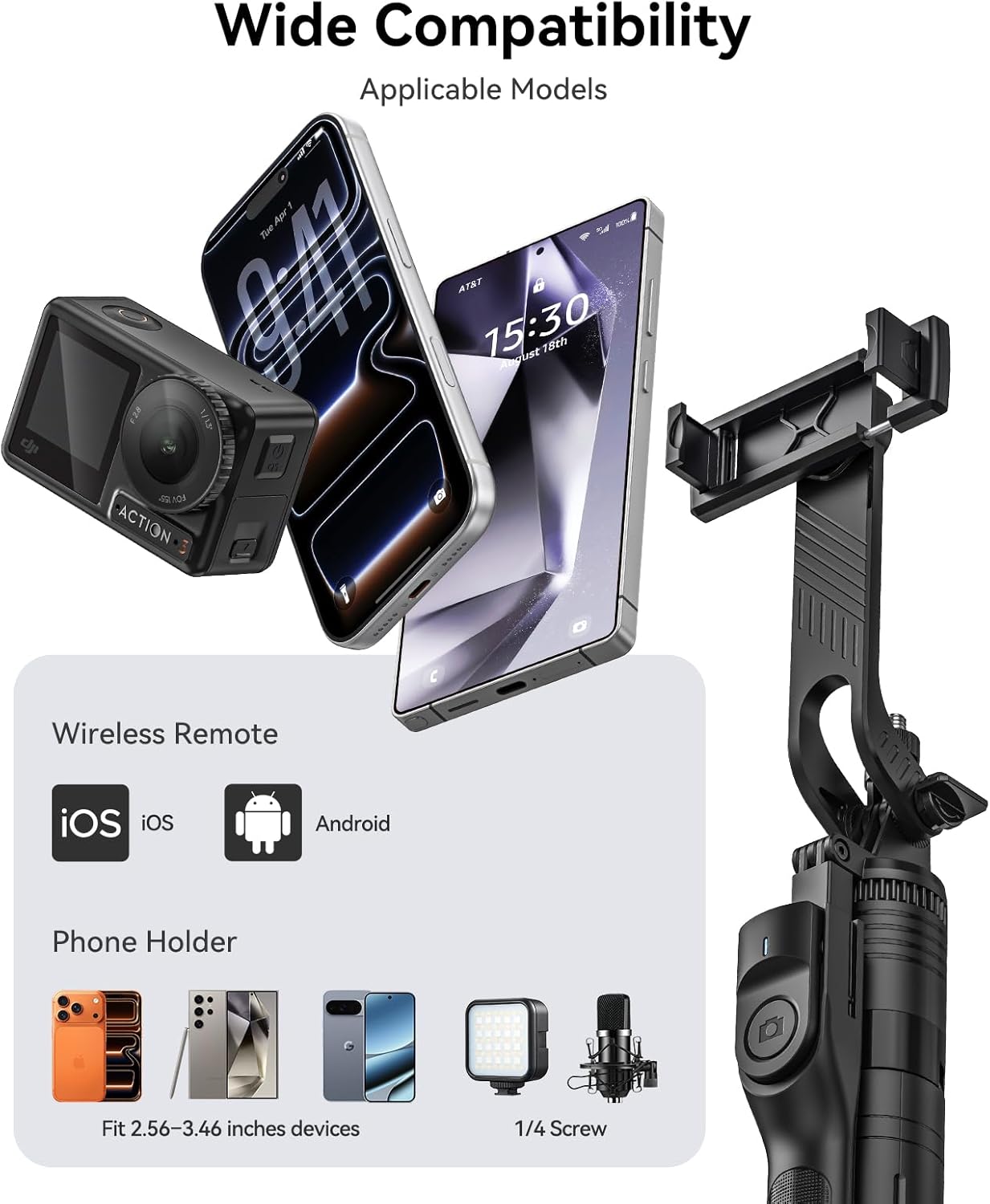 ORICO 75" Phone Tripod & Selfie Stick - 360° Rotatable Handle + Phone Holder for Multi-Angle Shooting, Wireless Remote, Extendable Stand for iPhone/Android/Camera/GoPro, Travel/Vlog/Recording - SPM190
