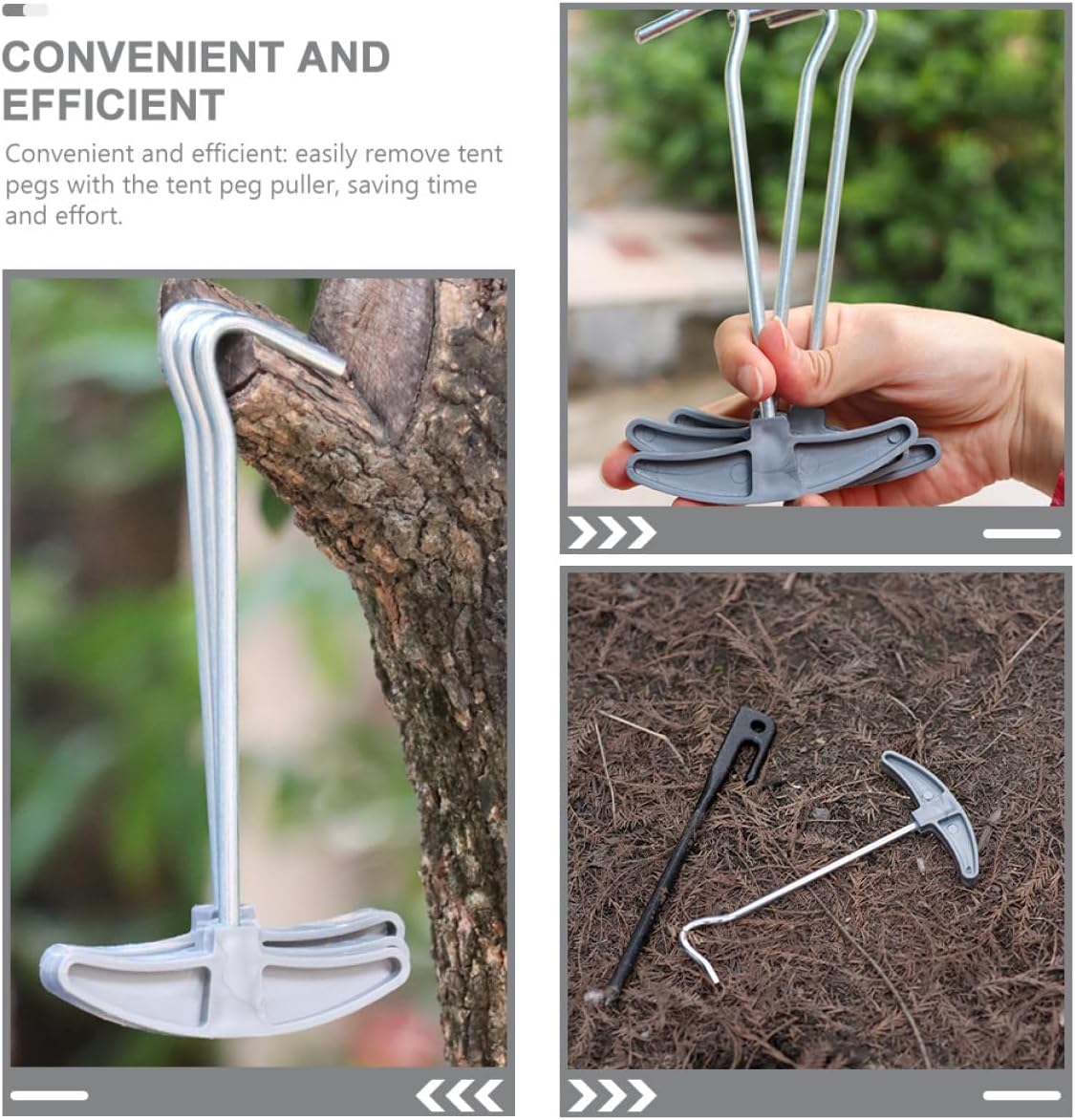 6pcs Portable Tent Peg Puller Hook Tent Spike Lifter Camping Stake Remover Tool for Outdoor and Shelters