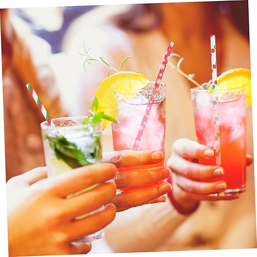 Miniatura 5 de Didiseaon Pajitas de papel de Navidad, pajitas de Navidad, pajitas de Navidad, pajitas rojas y verdes, pajitas de plástico con patrón de Navidad,