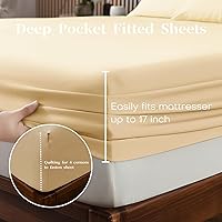 Vista 217 de HENGWEITEXT 18 Inch Cal King Sheets Deep Pocket,4 Piece Sheet Set Breathable and Cooling,Microfiber Sheet Set Deep Pocket,Wrinkle Free Shrinkage &