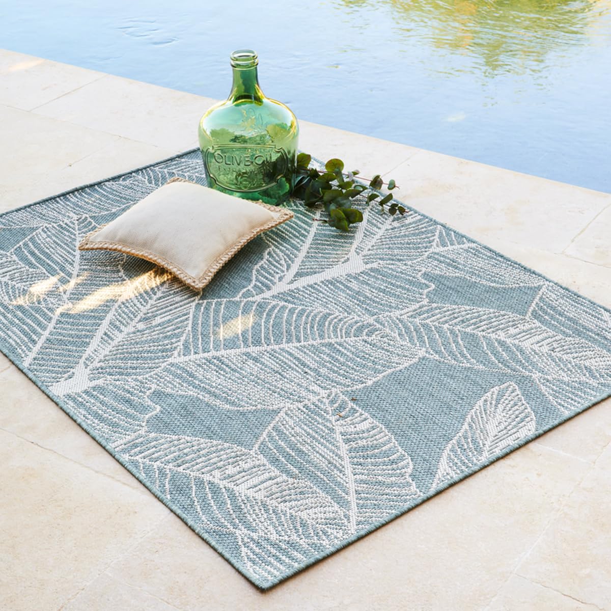 Tapis décoratif Vert pour extérieur ou intérieur en polypropylène 120 x 160 cm - Atmosphera