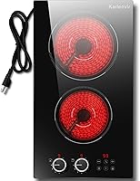 Vista 9 de Placa eléctrica de 2 quemadores, encimera de 12 pulgadas y estufa eléctrica integrada, estufa eléctrica de 110 V con enchufe, control de perilla, 9