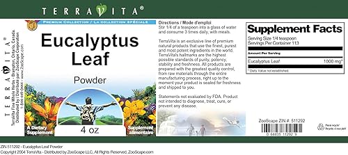 Miniatura 4 de TerraVita Polvo de hoja de eucalipto (4 oz, ZIN 511292) - Paquete de 3