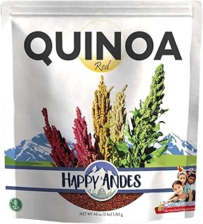 Happy Andes Red Quinoa 3 lbs - Non Gluten, Whole Grain Rice Substitute - Ready to Cook Food for Oats and Seeds Recipes - H...
