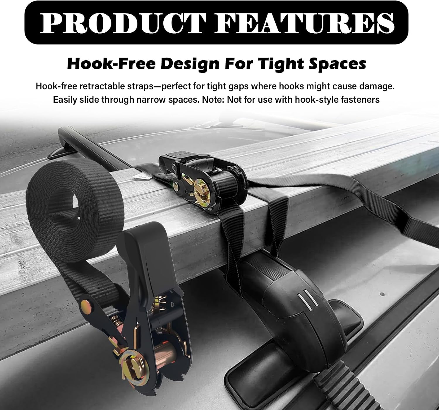 2PCS 8Ft×0.96In Endless Ratchet Strap,Small Ratchet Straps Heavy Duty(No Hooks) with 1763lbs Weight Capacity,Multi-Functional Tie Down Straps Car Accessories for Truck Bed,Motorcycle
