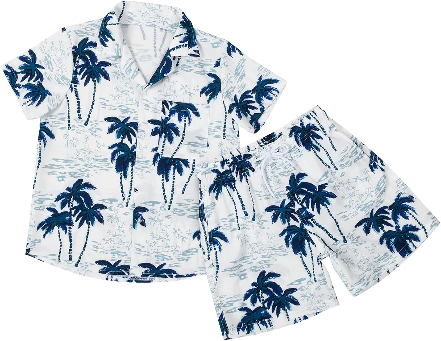 Boys Hawaiian Shirt and Quick Dry Beach Shorts 2 Piece Vacation Outfits Sets Casual Button Down Floral Suits