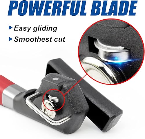 Miniatura 3 de PrinChef Abrelatas de seguridad con borde liso, abridor de botellas integrado, manual de abrelatas a prueba de óxido, con hoja afilada, abrelatas de