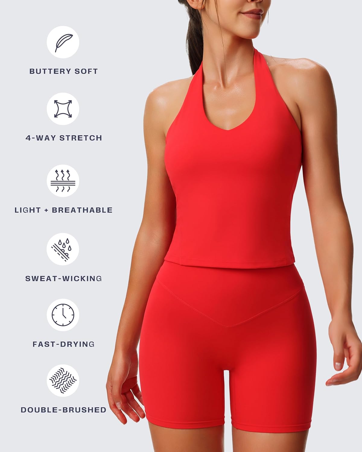 Aoxjox Women's Sleeveless Hailey Halter Tank Tops Workout Athletics Gym Yoga Curve Longline Crop Top - Image 7